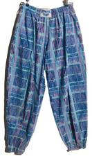 Vintage 80's International Baggyz Elastic Waist Blue/Multi Parachute Pants Men S