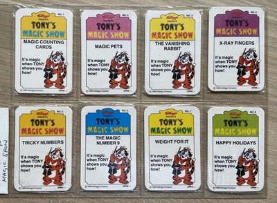 Ein kompletter Satz von 8 ungeöffneten Kellogg s Tony s Magic Show Karten 1990 