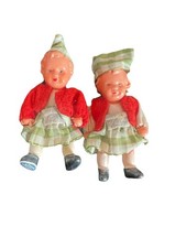 Vintage Edi Puppen Dolls Celluloid Matched Boy Girl Western Germany 1940