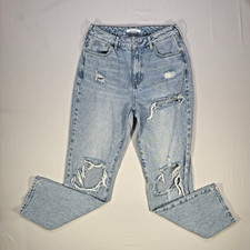 PacSun Women’s Jeans Medium High Rise Distressed Ripped Straight Leg 100% Cotton