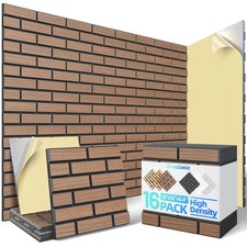 Self-Adhesive Acoustic Panels High Density Sound Proof Foam 16 Pack, Walnut