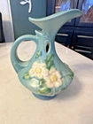 ROSEVILLE Vintage White Rose Ewer in Blue #981-6 Excellent Condition - 1940s