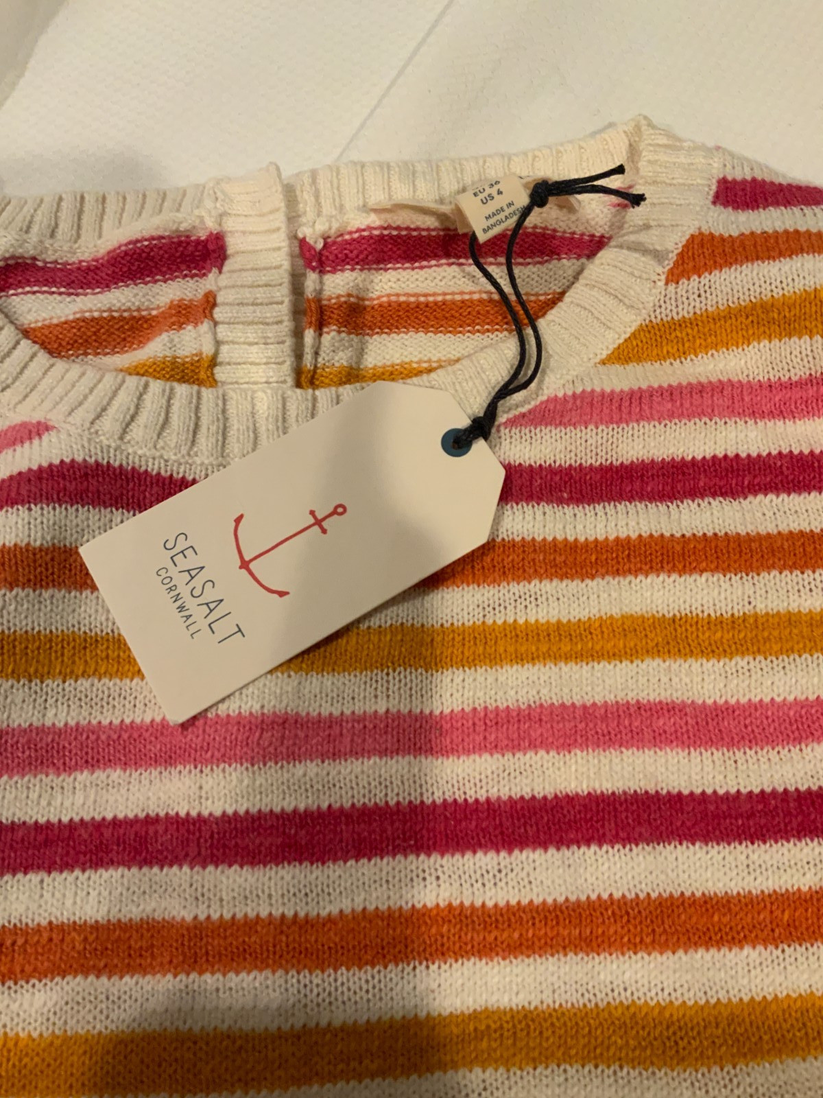 Seasalt Cornwall Knavock Jumper Stripe Sweater, Style# WM33357, Size 4, Tulip image 7
