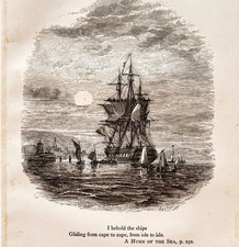 1871 William Cullen Bryant Wood Engraving A Hymn Of The Sea Victorian Art F17B