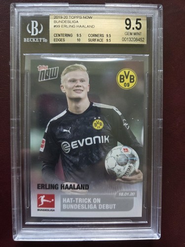 2019-20 Topps Now Bundesliga Erling Haaland BGS 9.5 Rookie /487 RC #99 Hat Trick