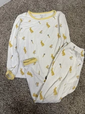 Kyte baby size 5 white and yellow bunny long sleeve pajama set