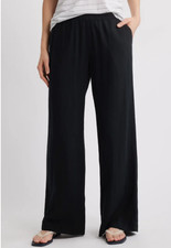 Caslon Wide Leg Pull-On Linen Blend Pants - Black Size Large