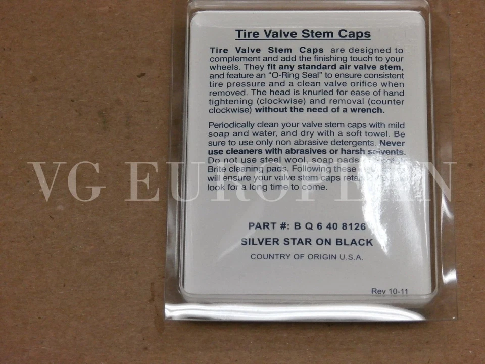 Juego de tapas de vástago de válvula de neumático genuino Mercedes-Benz, estrella plateada en tapas negras OEM OE Foto 2 de 2