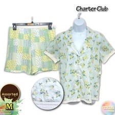 NWT Charter Club M Notch Collar Short Sleeve Floral Shorts Pajama Set Assrorted