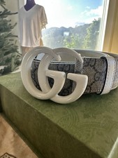 Authentic Gucci GG Marmont Wide Belt GG Canvas Ivory GG Buckle Size 95 / 38