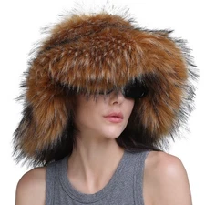 1PC Women's Winter Fluffy Imitation Fox Hat About 58CM Cap Circumference