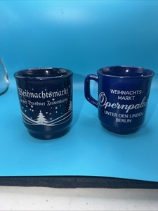 Pair Of Weihnachtsmarkt Opernpalais Berlin Christmas Market Souvenir Mugs Blue