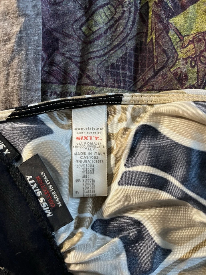 Mini Vestido Miss Sixty Estampado Gráfico Euro Y2K Baddie Hecho en Italia XS Foto 3 de 4