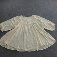 Ulla Johnson Blouse Womens 6 White Silk Embroidered Scoop Neck Tunic Top