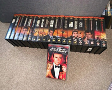 James Bond : 21 VHS tapes, CD , Book & postcards : Collectors bundle.