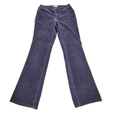 St Johns Bay Stretch Flare Leg Corduroy Pants Women's Size 4 Navy Blue Mid Rise