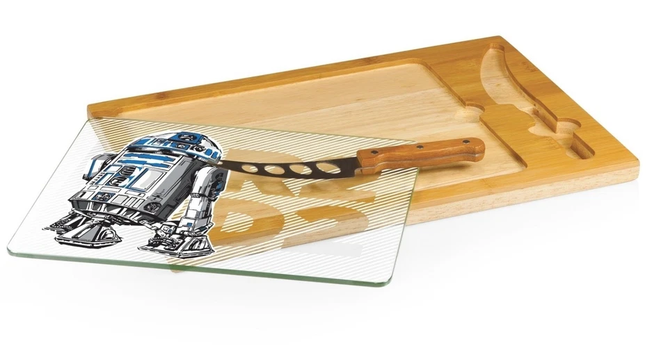 New Disney Star Wars R2-D2 Icon Glass Top Serving Tray & Knife Set - Image 2 of 3