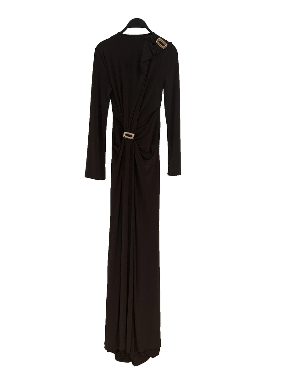 asos design maxi dress with long sleeve and circle trim ASOS DESIGN long sleeve maxi dress with side circle cut out details in black