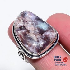 Christmas Sale Russian Charoite Statement Ring Jewelry Size 8.5 Sterling Silver