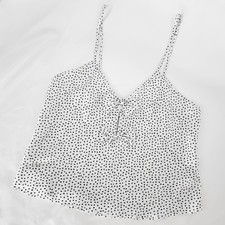 Vintage Polka Dot Bow Womens Satin Cami Slip Top Size S Coquette Dollete Pinup