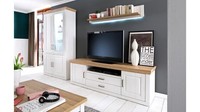 Wohnwand Anbauwand Wohnzimmer 2 Brixen Pinie Weiß Grandson Eiche Landhausstil
