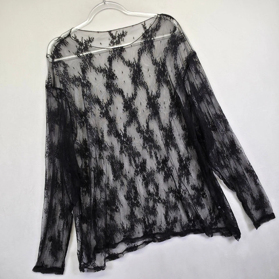 Top Whimsigoth Mujer 2X/3X Negro Floral Encaje Transparente Superposición Lingerie Romántico Foto 2 de 4