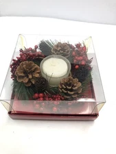 Christmas Wreath Centerpiece Living Quarters Candle Table Decor 6” READ