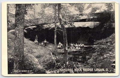 Vintage Natural Rock Bridge Logan Ohio Scenic Postcard by Bort & Co.