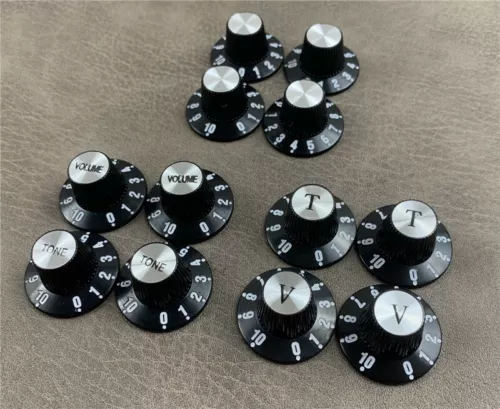 NEW VOLUME & TONE Witch Hat Knobs for USA Split Shaft Pots Gibson Epiphone BLACK