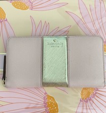 kate spade new york Lacey zip around Continental wallet pink gold saffiano