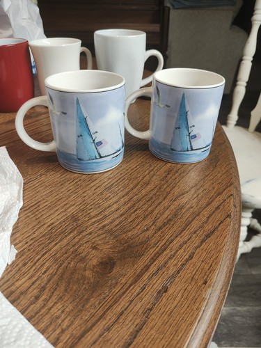 Two Matching Thompson Lighthouse Coffee Mugs Tea Cups ~ 8 Ounces - Picture 2 of 5