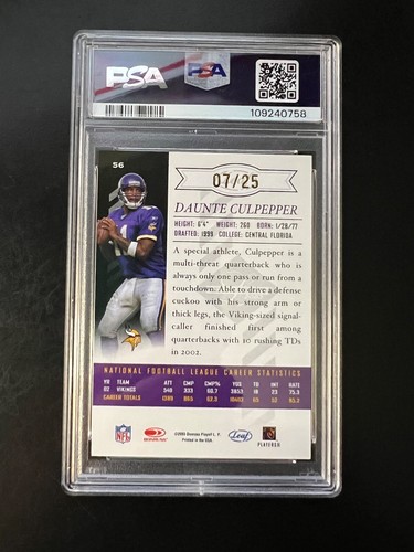 2003 Limited Gold Spotlight #56 Daunte Culpepper #'d 7/25 PSA 9 ONLY 1 GRADED - Picture 2 of 2