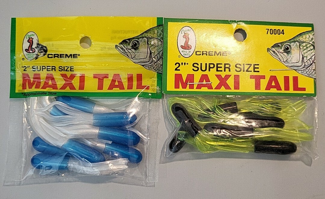 Creme 2" Maxi Tail Lure, Blue & Pearl, Super Size