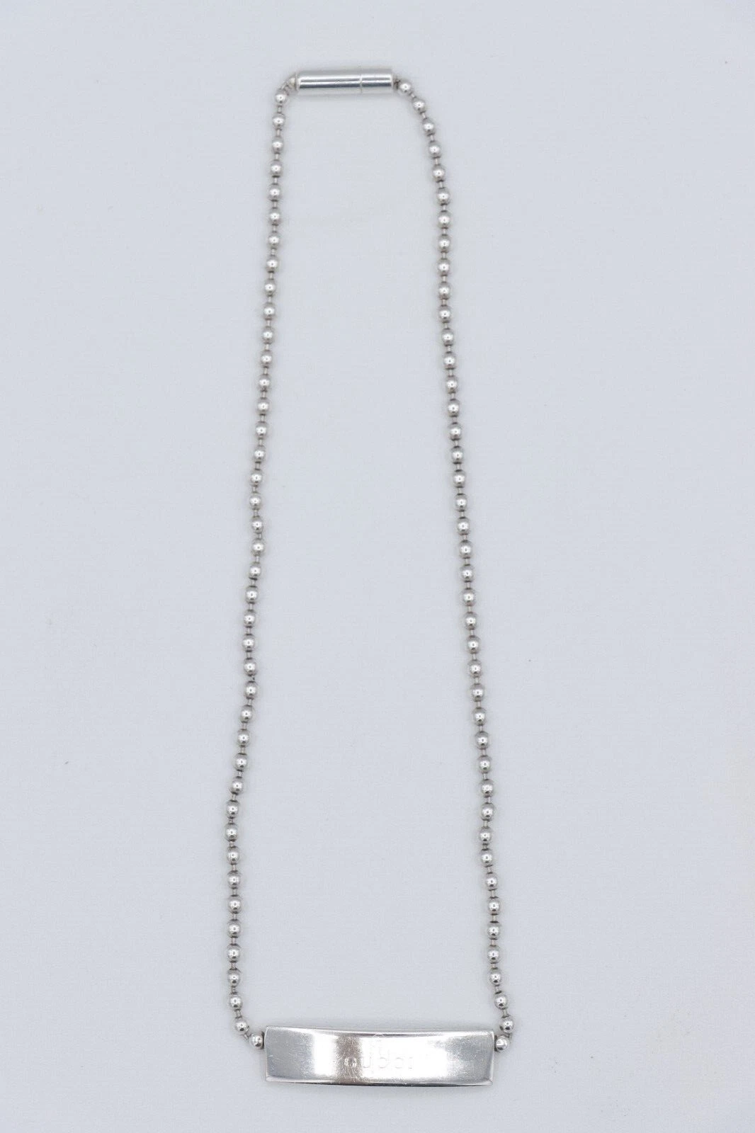 Cavigliera doppia sfera argento sterling Gucci logo bar catena 12" Made in Italy 10 2g