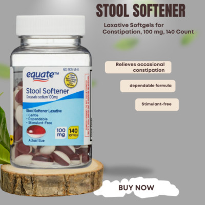 Equate Stool Softener Laxative Softgels for Constipation, 100 mg, 140 Count