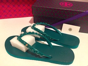 emerald green flip flops