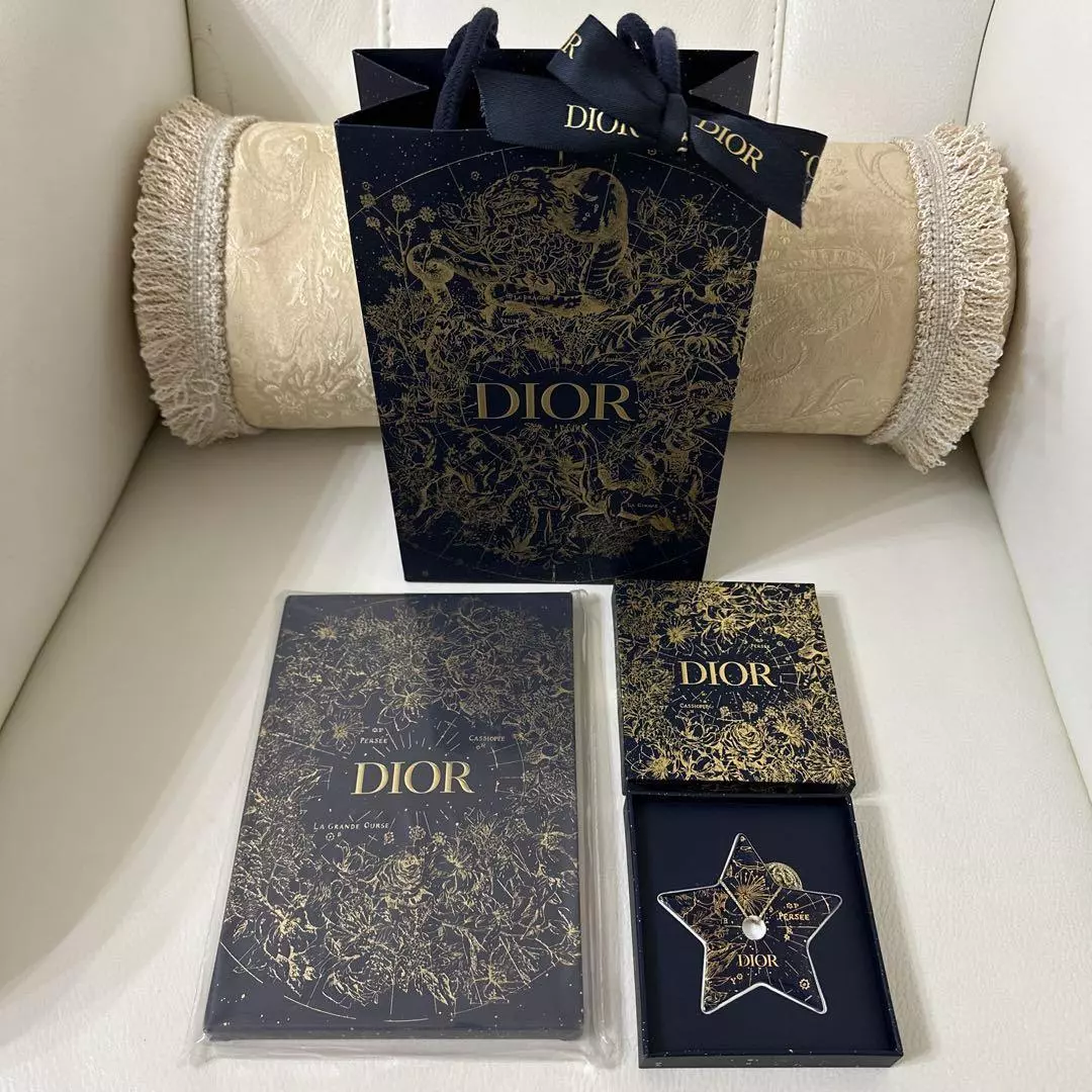 Dior Christmas Holiday Star Charm Notebook Shopper 3 Set Navy Gold Novelty  Japan