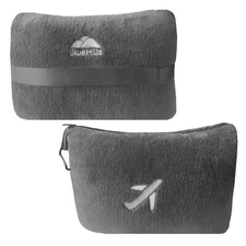 BlueHills Premium Soft Travel Blanket Pillow Airplane Mini - Gray M01