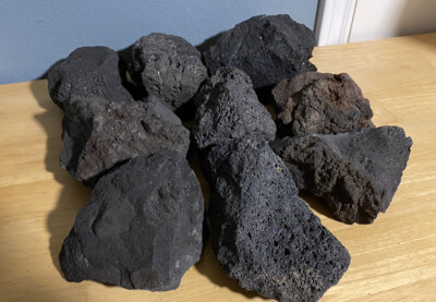 15 lbs. LARGE 3-5  Black Lava Rock (Approx. 25-30) Fire Pit by R&D Rock & Stone 