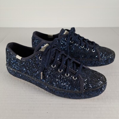Keds Kickstart Kate Spade All Over Glitter Sneakers Shoes Navy
