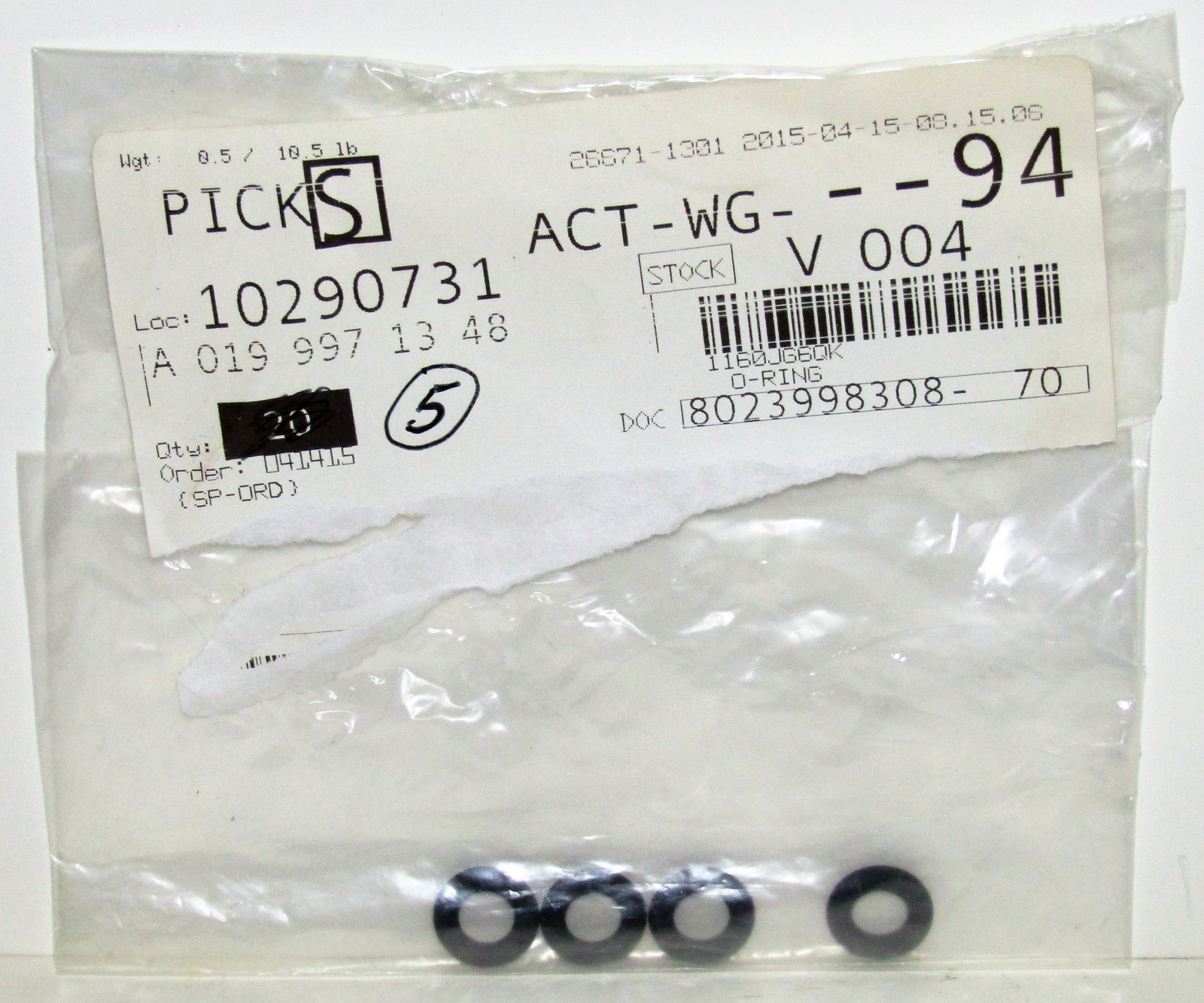 NEW GENUINE MERCEDES BENZ INJECTOR ORING LOT OF 4 OEM PART NO. A