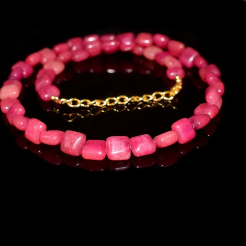 Collier Long 18 Pouces En Perles De Corail Naturel - Fait Main, Argenté, Pierre Ronde Lisse, Neuf