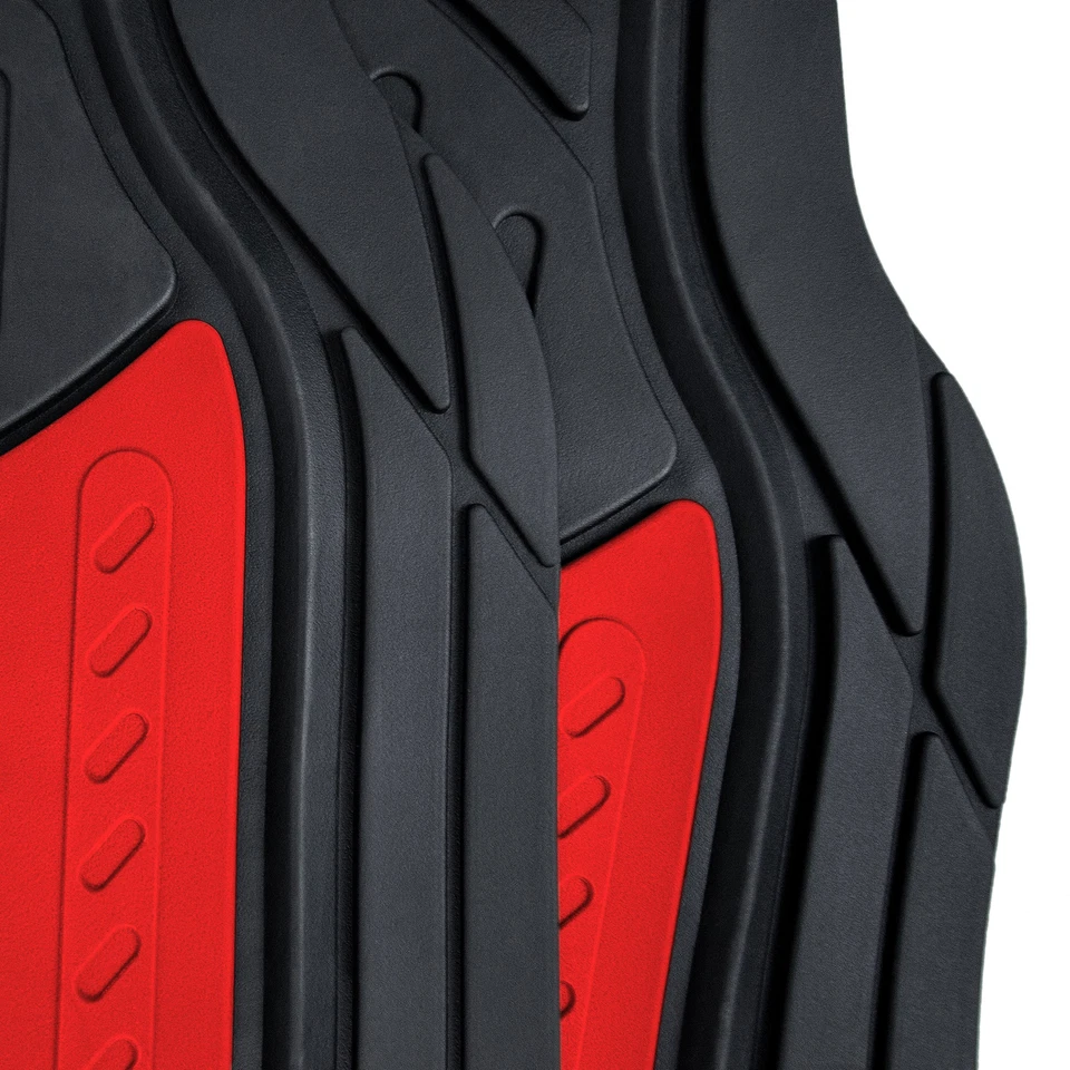 Black Red 2 Tone Floor Mats for Car SUV Van Universal Fit - Image 2 of 4