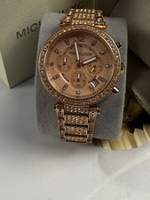 Michael Kors Women's Uptown Glam Parker Chronograph Rose Gold Steel Watch MK5663