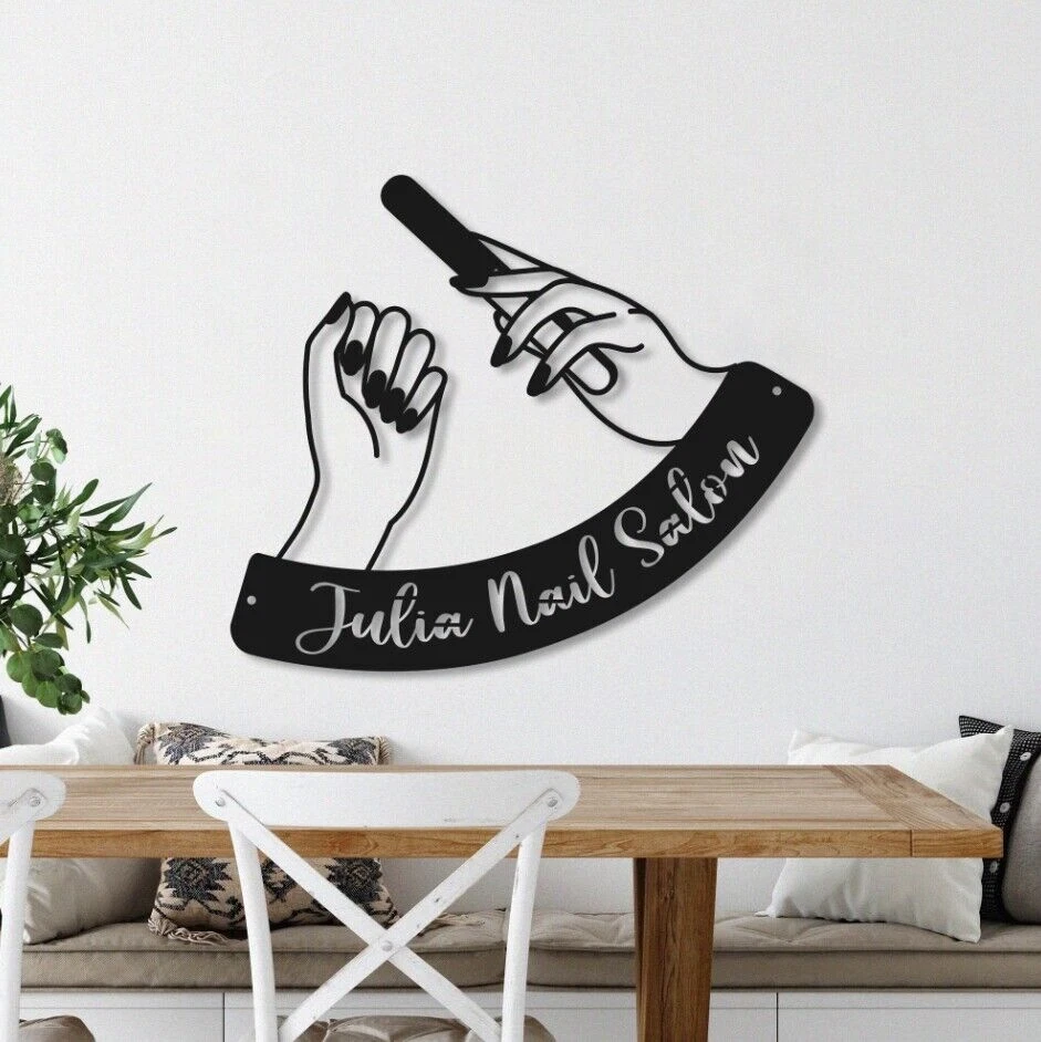 Personalized Nail Salon Metal Wall Art Name Sign Nail Art Shop Best Gift - image 3 of 4