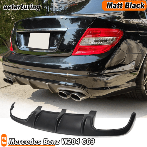 For Mercedes Benz W204 C63AMG Sedan 2009-11 Matt Black Rear Bumper Diffuser Lip