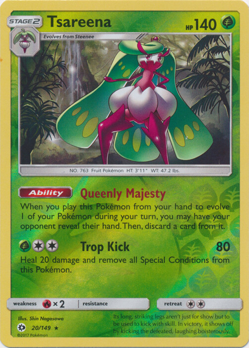 Pokemon - Tsareena - 20/149 - Holo Rare - Reverse Holo - Sun & Moon Base Set - N