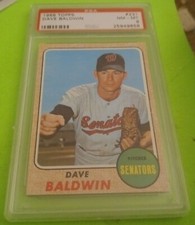 1968 Dave Baldwin Topps MLB Baseball Card #231 Washington Senators PSA 8 NM-MT
