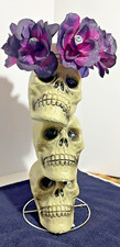 Halloween Stacked Skulls With Flower Tiara Decoration