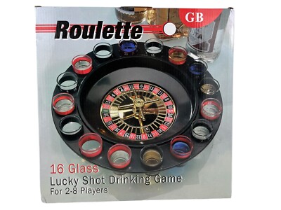 Roulette GB Lucky Shot Drinking Game Set 2 Balls and 16 glasses For 2-8 Players